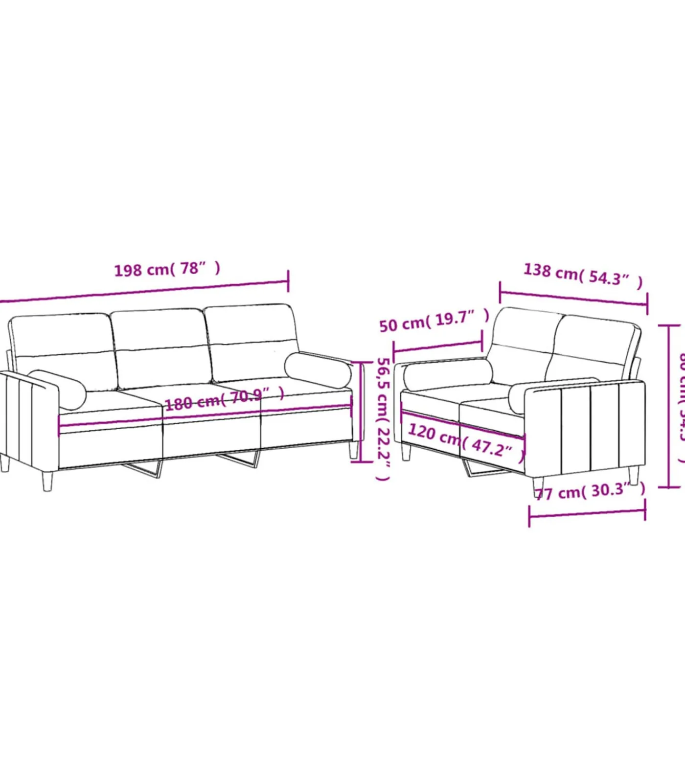 vidaXL 2-delige Loungeset met kussens stof bruin