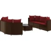 vidaXL 7-delige Loungeset met kussens poly rattan bruin