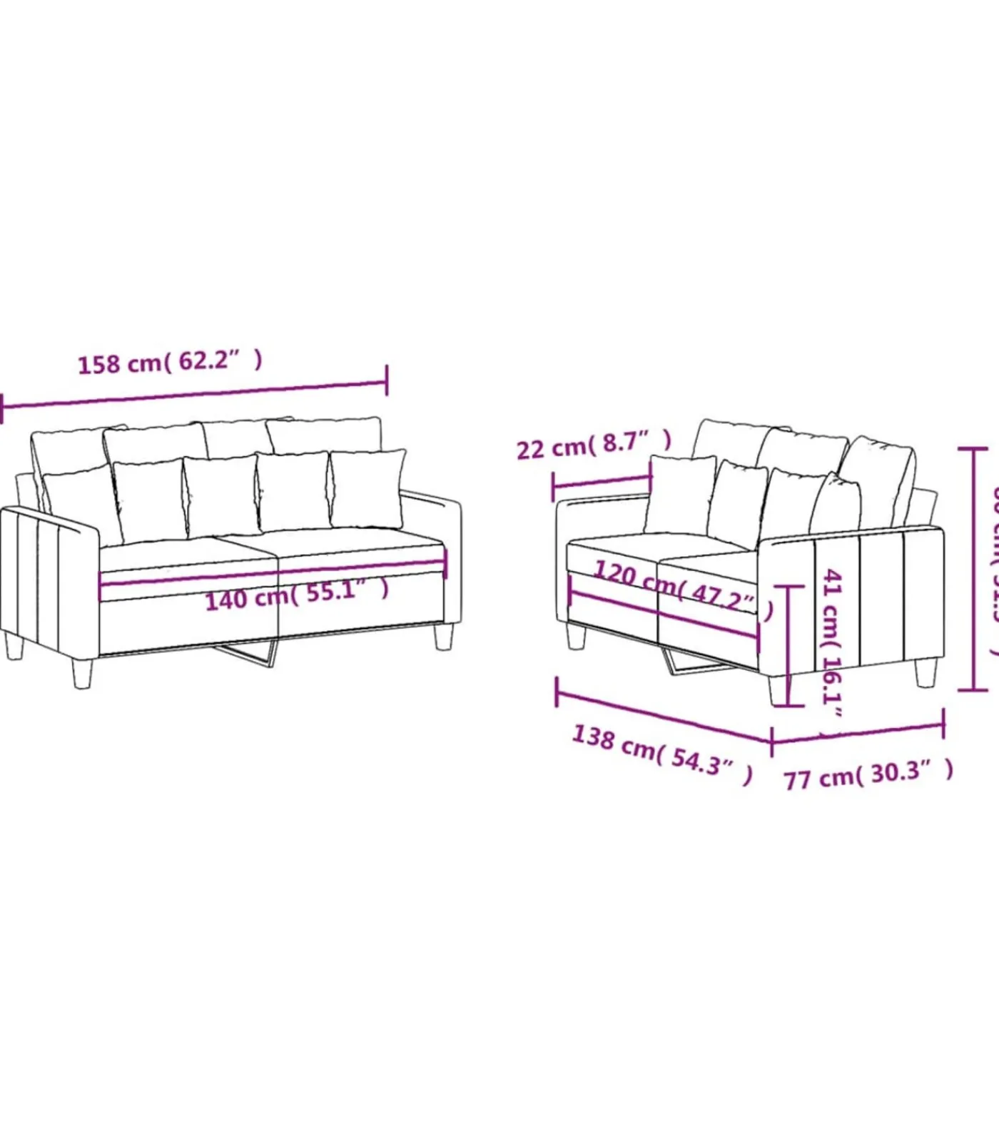 Discount 2-delige Loungeset met kussens stof wijnrood Zetels