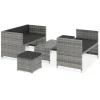 vidaXL 5-delige Loungeset met kussens poly rattan grijs