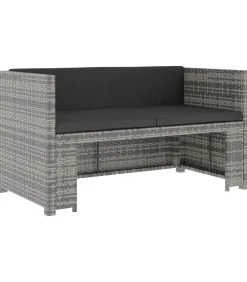 vidaXL 5-delige Loungeset met kussens poly rattan grijs