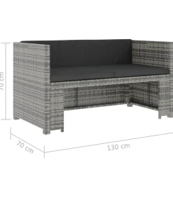 vidaXL 5-delige Loungeset met kussens poly rattan grijs