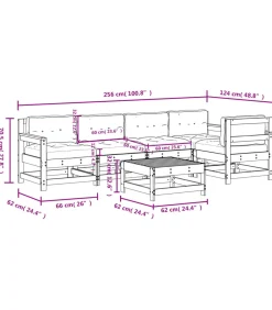 Hot 6-delige Loungeset met kussens massief hout wit Tuinmeubelen