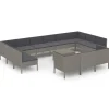 vidaXL 14-delige Loungeset met kussens poly rattan grijs