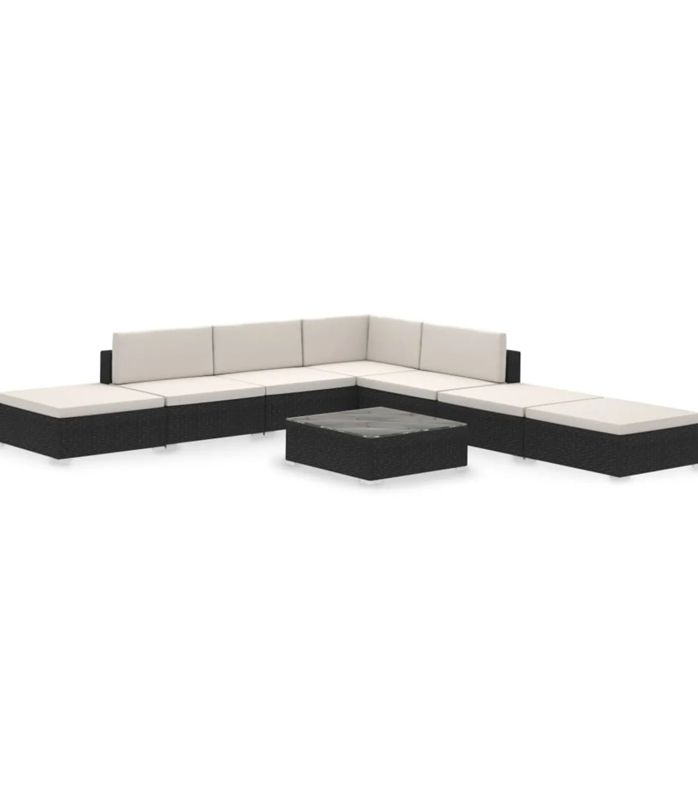 Discount 8-delige Loungeset met kussens poly rattan zwart Tuinmeubelen