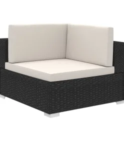 Discount 8-delige Loungeset met kussens poly rattan zwart Tuinmeubelen