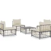 New 5-delige Loungeset met kussens poly rattan antracietkleurig Tuinmeubelen