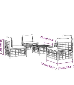 New 5-delige Loungeset met kussens poly rattan antracietkleurig Tuinmeubelen