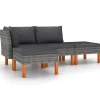 Sale 4-delige Loungeset met kussens poly rattan grijs Tuinmeubelen