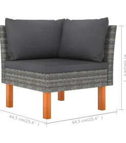 Sale 4-delige Loungeset met kussens poly rattan grijs Tuinmeubelen