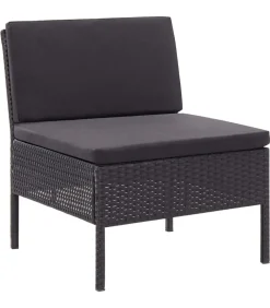 Hot 3-delige Loungeset met kussens poly rattan zwart Tuinmeubelen