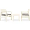 Outlet 3-delige Loungeset met kussens kunststof wit Tuinmeubelen