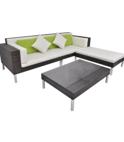 Best 4-delige Loungeset met kussens poly rattan bruin Tuinmeubelen