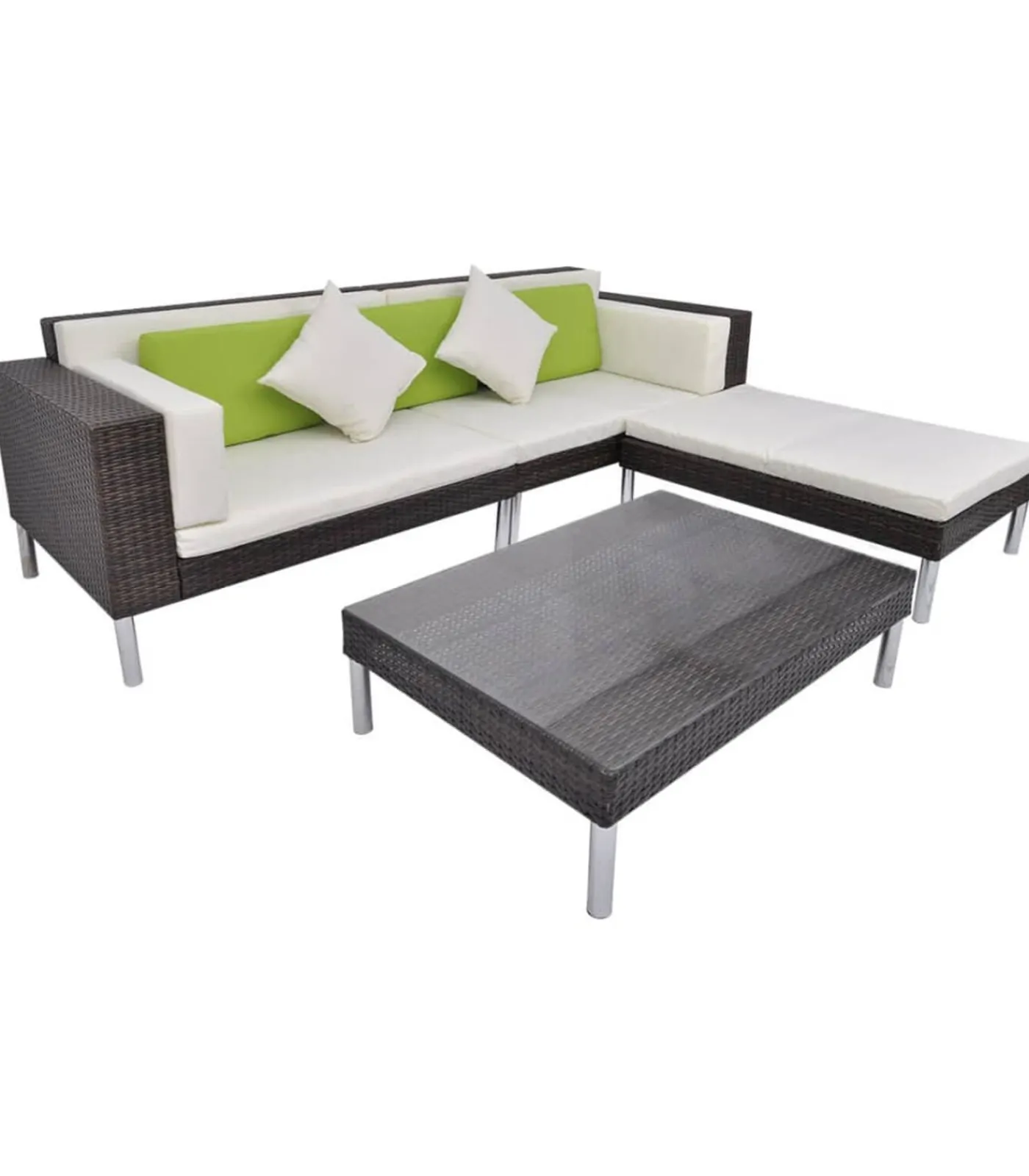 Best 4-delige Loungeset met kussens poly rattan bruin Tuinmeubelen