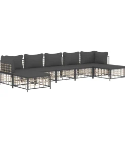 New 7-delige Loungeset met kussens poly rattan antracietkleurig Tuinmeubelen