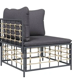 New 7-delige Loungeset met kussens poly rattan antracietkleurig Tuinmeubelen