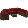New 10-delige Loungeset met kussens poly rattan bruin Tuinmeubelen