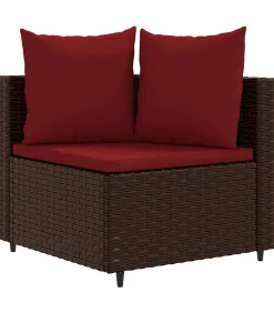 New 10-delige Loungeset met kussens poly rattan bruin Tuinmeubelen