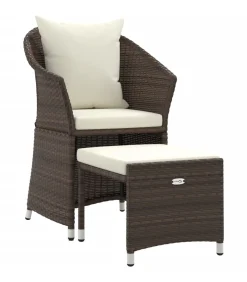vidaXL 2-delige Loungeset met kussens poly rattan bruin