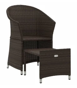 vidaXL 2-delige Loungeset met kussens poly rattan bruin