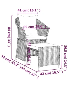 vidaXL 2-delige Loungeset met kussens poly rattan bruin