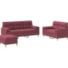 vidaXL 3-delige Loungeset met kussens stof wijnrood