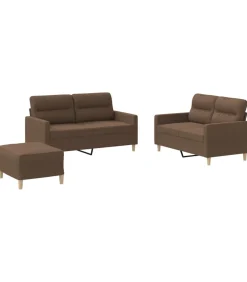 vidaXL 4-delige Loungeset met kussens stof bruin