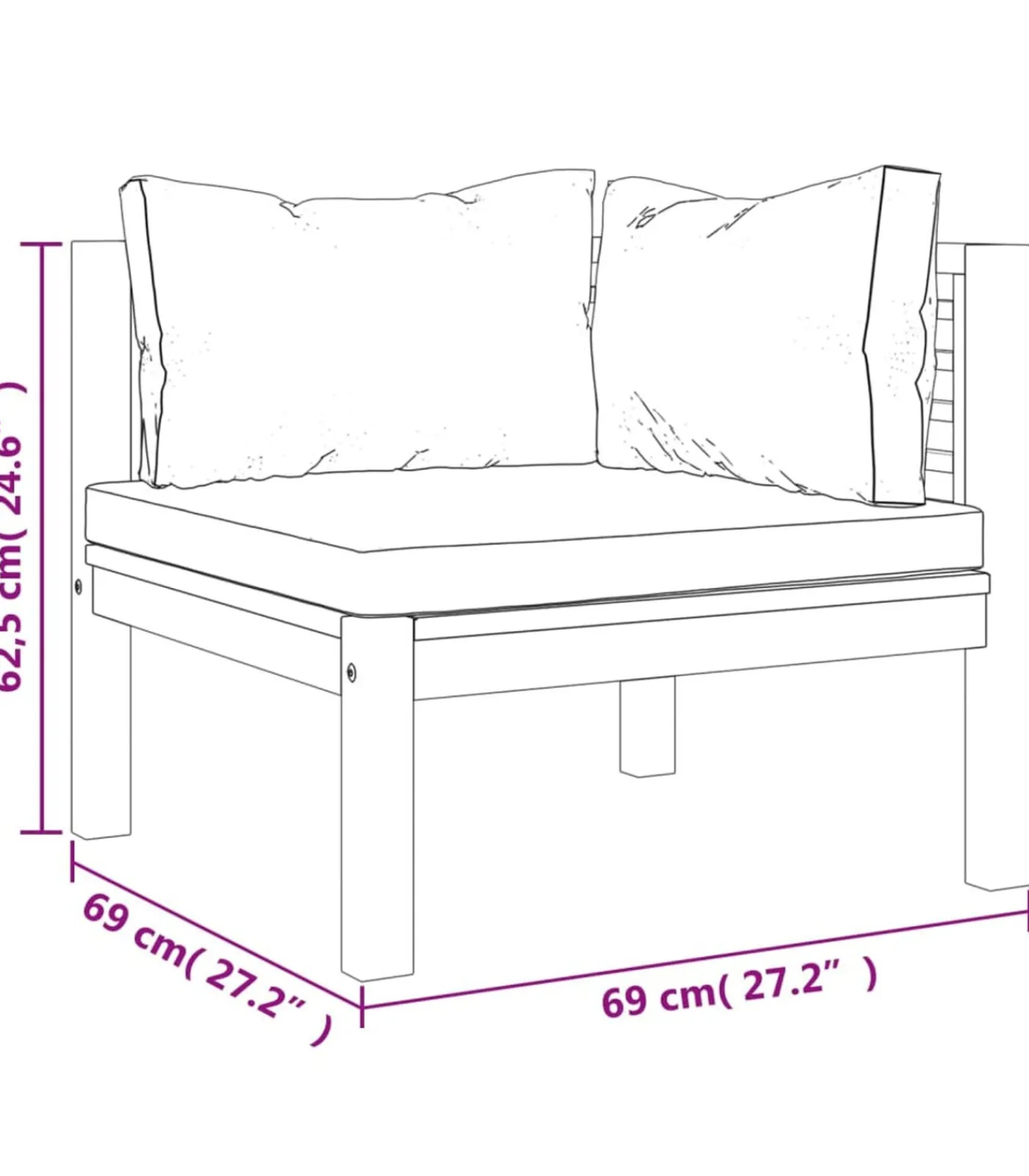 vidaXL 9-delige Loungeset met kussens massief acaciahout