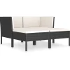 vidaXL 4-delige Loungeset met kussens poly rattan zwart