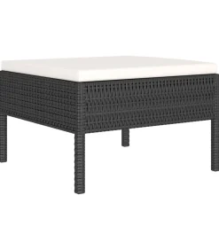 vidaXL 4-delige Loungeset met kussens poly rattan zwart
