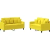 Online 2-delige Loungeset met kussens stof lichtgeel Zetels