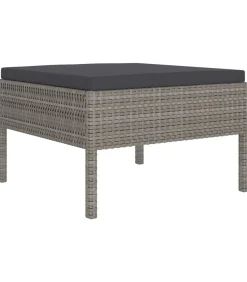 Clearance 11-delige Loungeset met kussens poly rattan grijs Tuinmeubelen