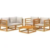 vidaXL 5-delige Loungeset met lichtgrijze kussens massief hout