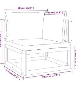 vidaXL 5-delige Loungeset met lichtgrijze kussens massief hout