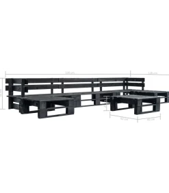 Best 6-delige Loungeset pallet hout zwart Tuinmeubelen