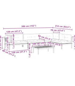 vidaXL 5-delige Loungeset pallet met kussens massief acaciahout