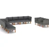 Online 10-delige Loungeset poly rattan en eucalyptushout grijs Tuinmeubelen