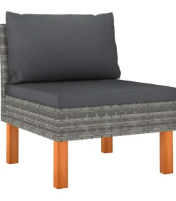 Online 10-delige Loungeset poly rattan en eucalyptushout grijs Tuinmeubelen