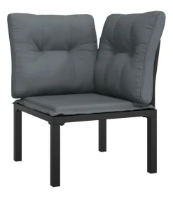 vidaXL 5-delige Loungeset poly rattan zwart en grijs