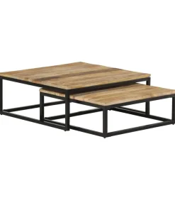 vidaXL 2-delige Salontafelset massief mangohout