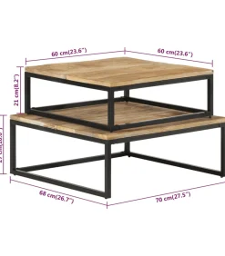 vidaXL 2-delige Salontafelset massief mangohout