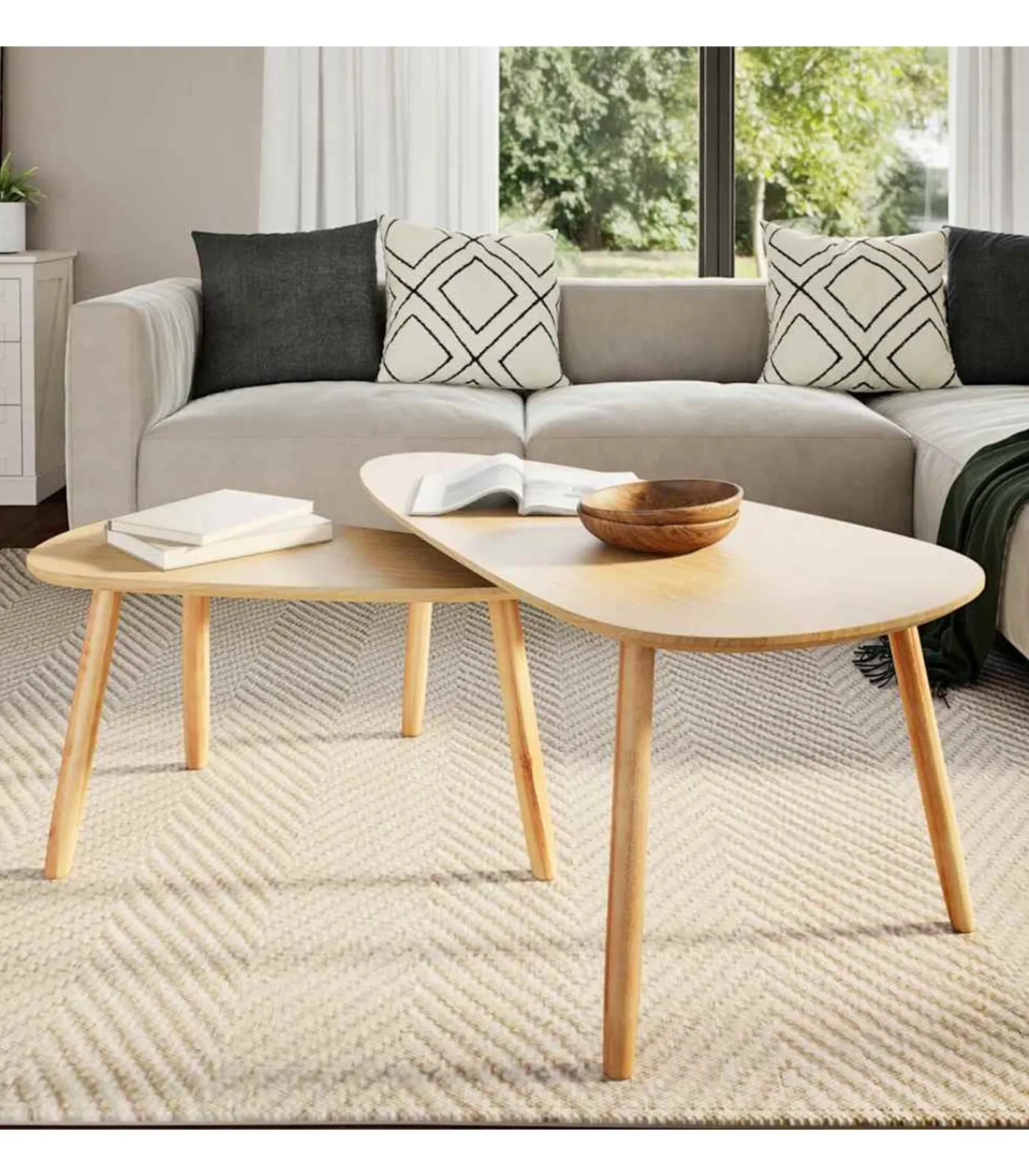 New 2-delige Salontafelset massief grenenhout bruin Tafels