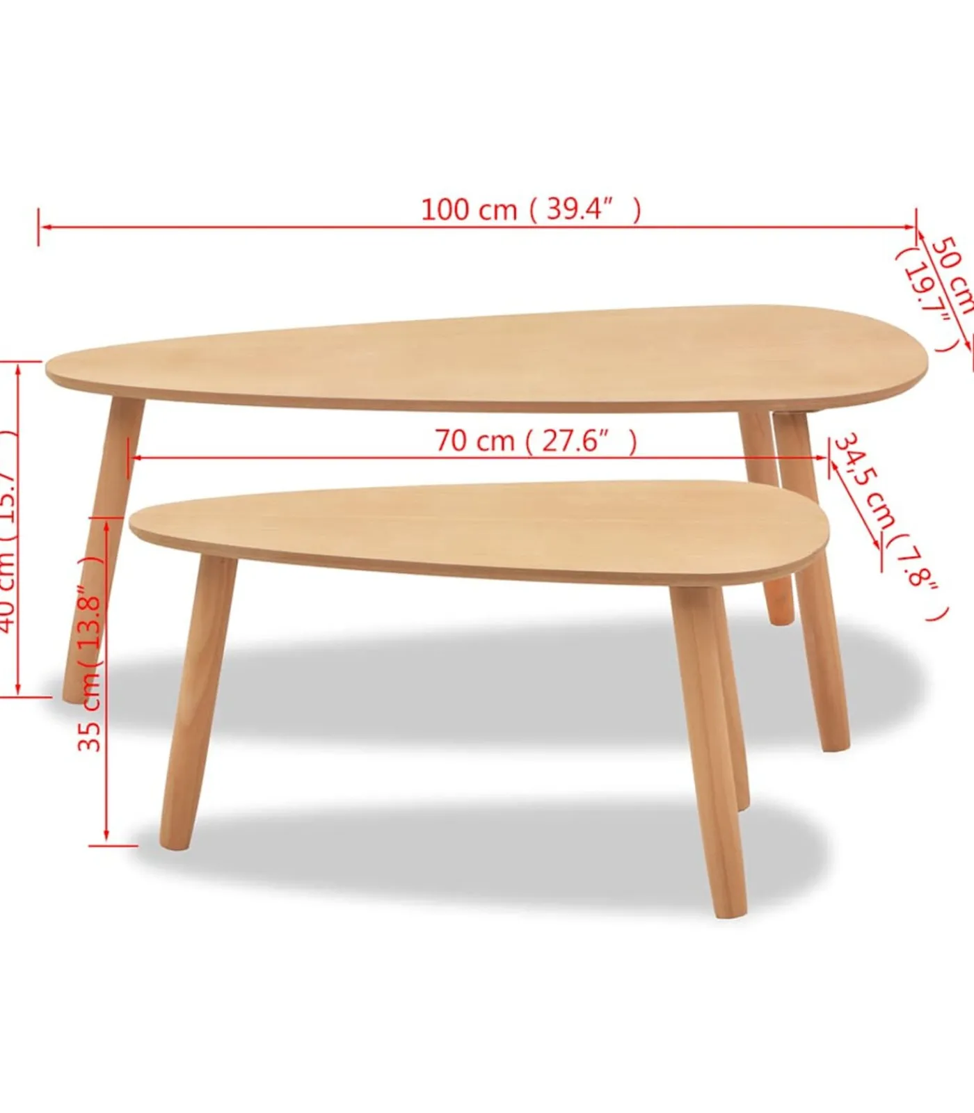 New 2-delige Salontafelset massief grenenhout bruin Tafels