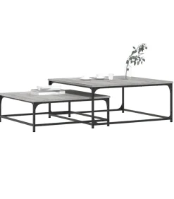 vidaXL 2-delige Tafeltjesset bewerkt hout grijs sonoma eikenkleurig