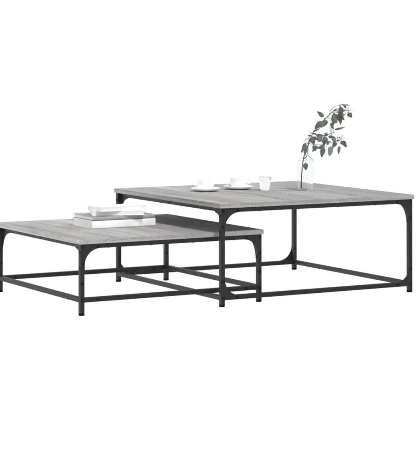 vidaXL 2-delige Tafeltjesset bewerkt hout grijs sonoma eikenkleurig