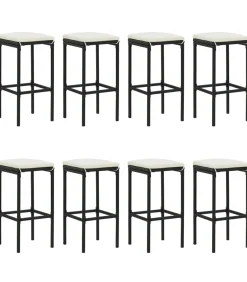 Clearance 9-delige Tuinbarset met kussens poly rattan zwart Tuinmeubelen