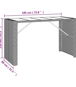 Clearance 9-delige Tuinbarset met kussens poly rattan zwart Tuinmeubelen