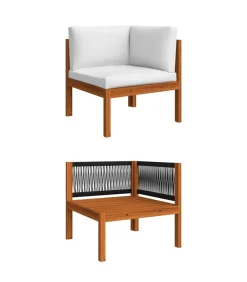 vidaXL 12-delige tuinloungeset met kussens crèmekleurig acaciahout en touw