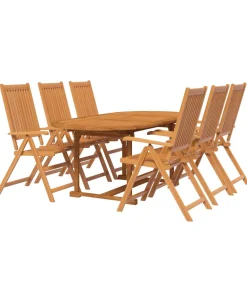 Outlet 7-delige Tuinset massief acaciahout Tuinmeubelen