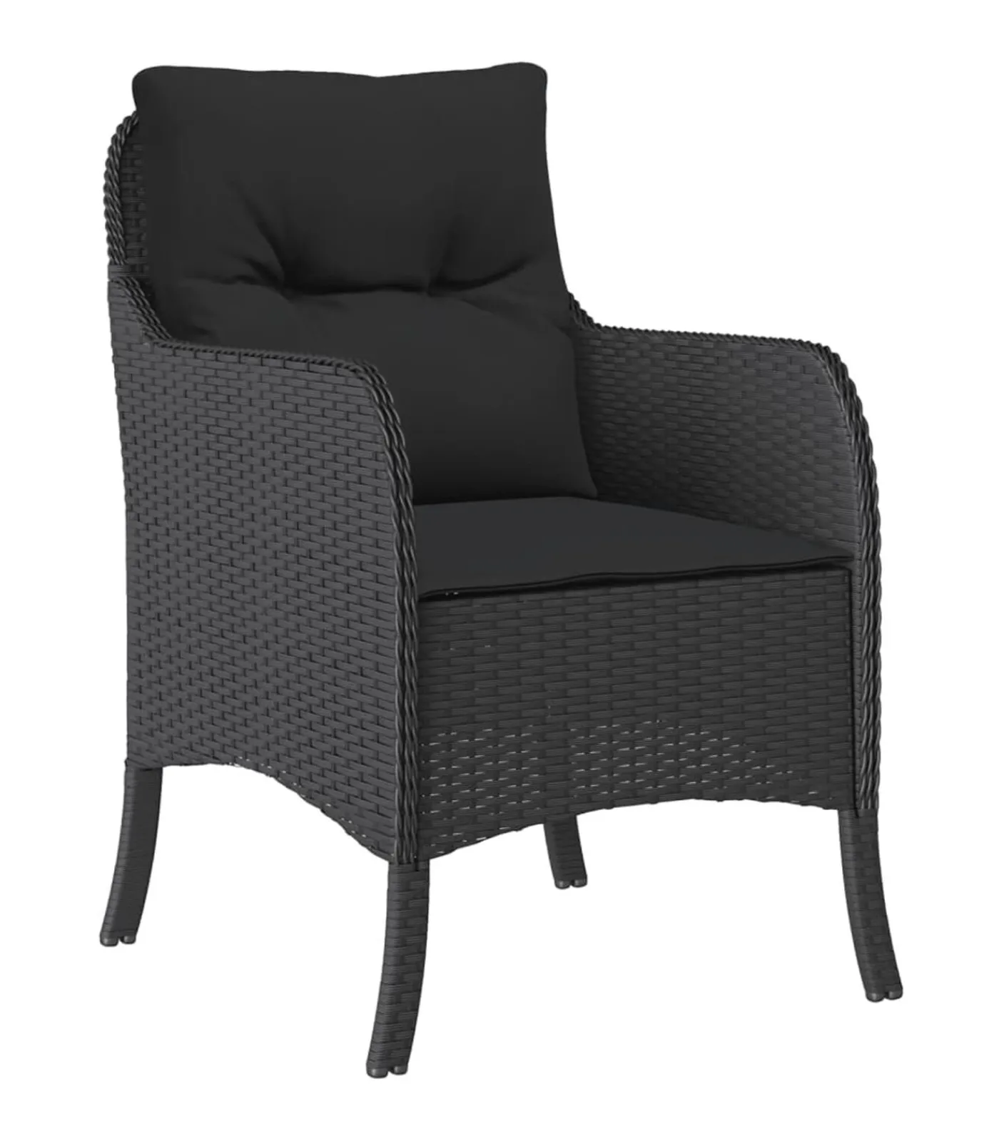 5-delige Tuinset met kussens poly rattan zwart Tuinmeubelen